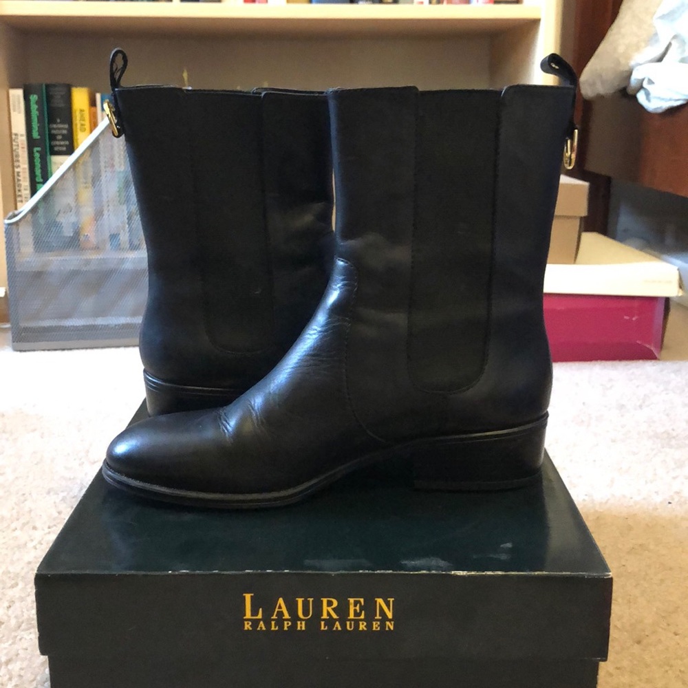Ralph Lauren black leather boots
